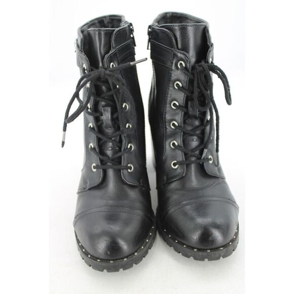 Diba Carryn Combat Boots Size 9m Black Heel 3" - Picture 3 of 10